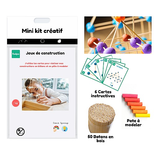 Kit de construction en bâtons et en pate à modeler – 56 PCS