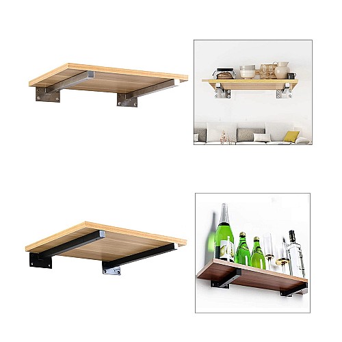 Étagère murale-Bois mdf Marron et Acier Noir -L x P(60x25)cm