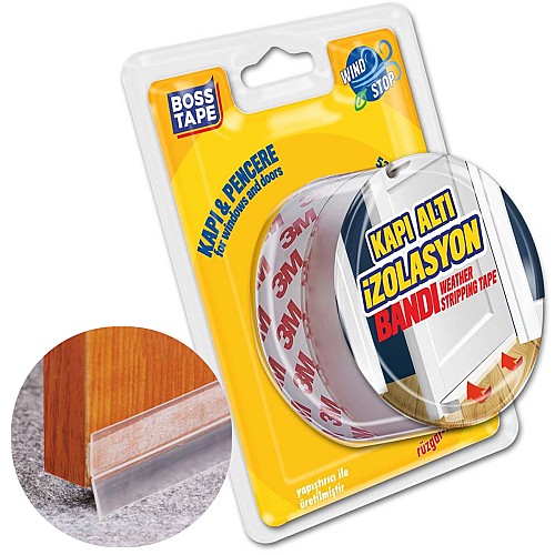 Bas de porte avec adhésif 3M - Bourrelet Transparent 2.5mx35mm
