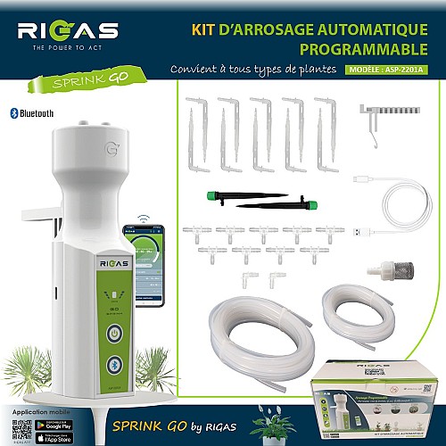 KIT D'ARROSAGE AUTOMATIQUE PROGRAMMABLE À POMPE INTÉGRÉE - RIGAS -