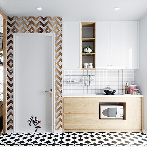 Carreaux de ciment autocollant zigzag