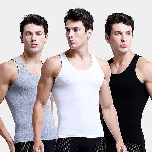 Pack de 3 gilets homme sans couture 100% coton