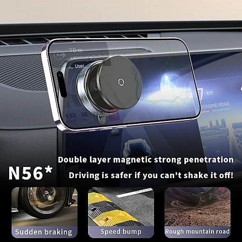 Support de téléphone pour voiture K009 avec ventouse mécanique et forte tenue magnétique pour la navigation à la salle de sport, dans la cuisine et dans le véhicule